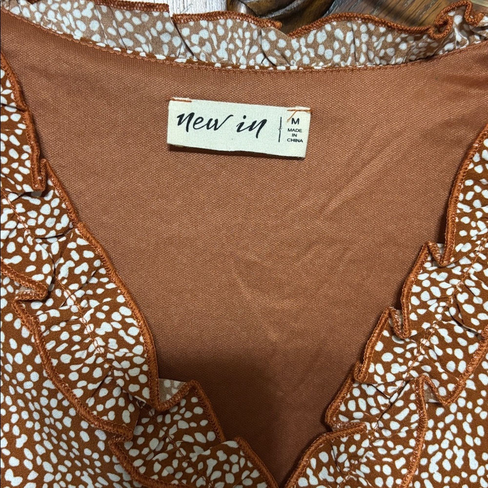 Brown Ruffle Mini Dress - Picture 2 of 2